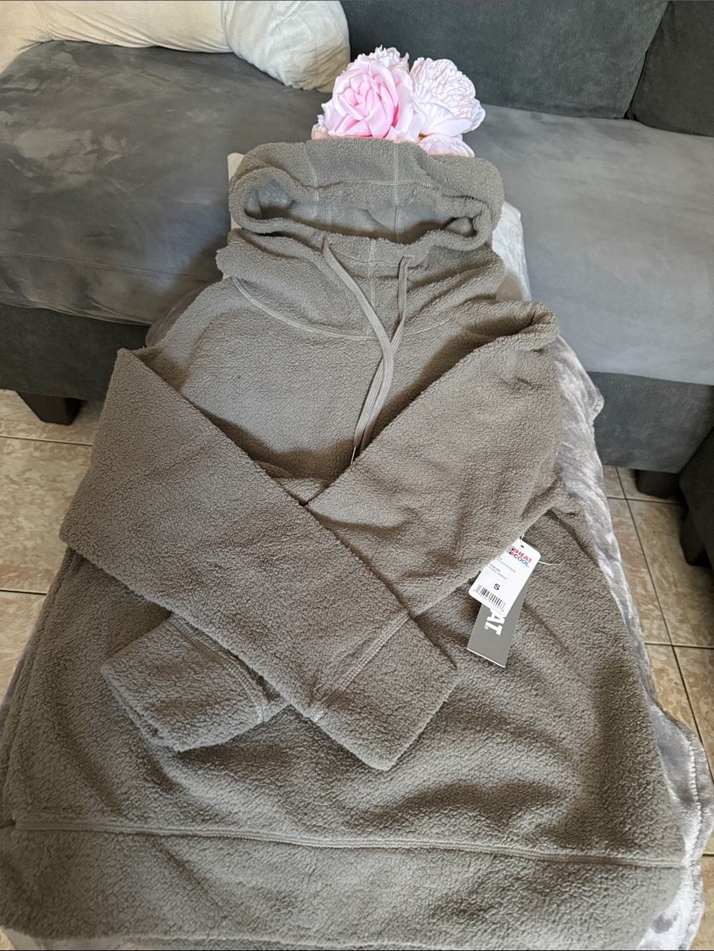 32 Degrees Olive Green Sherpa Hoodie